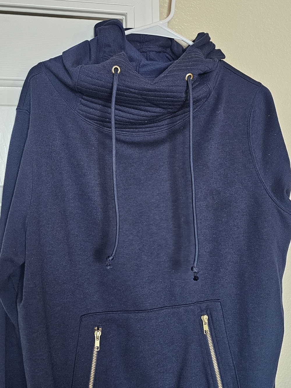 Navy Women's Funnel Neck Pullover Hoodie